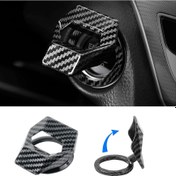 Resim 1 adet Karbon Fiber Araba Motoru Başlatma Durdurma Düğmesi Kapağı, Çinko Alaşım Metal Güç Kontrolü Dekoratif İtme Başlatma Anahtarı Koruma Stickerı, Araba Başlatma Düğmesi Kapağı 