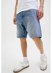 Resim Jack & Jones Erkek Jjıtony Rahat Kesim Jean Şort 12269533 Mavi Mavi 