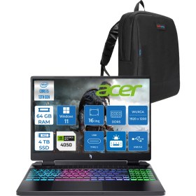 Resim Acer nitro AN16 Intel İ5-13420H 64GB Ddr5 4tb SSD 6GB/RTX4050 16'' Wuxga (1920X1200) IPS 165Hz Nvıdıag-Sync WIN11HOME Gaming Laptop NHQJMEY005H20+ZETTAÇANTA 
