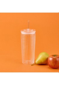Resim Mienn Pipetli Cam Bardak - Şeffaf - 550 Ml Renkli 
