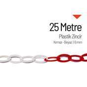 Resim İleri Trafik Plastik Zincir 6mm Kırmızı-Beyaz 25 m 