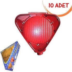 Resim Çakar Lamba Üçgen Flaşör Güneş Enerjili Ledli Solar Uyarı Flaşör Kırmızı 10 Adet 