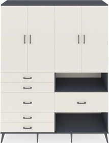 Resim Hyperion Gardrop 7 Raflı 6 Çekmeceli 4 Kapaklı 176x44x221 Antrasit-aytaşı Aytaşı 