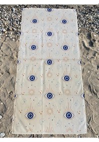 Resim Baskılı Plaj Havlusu Krem 