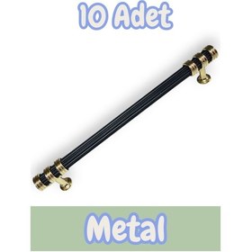 Resim Çizgili Nesli Alüminyum Metal Lüks Modern Mobilya Çekmece Mutfak Dolabı Kulpu Siyah-altın 160mm 10 Adet Siyah - Altın 
