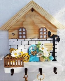 Resim PSAcraft Papatya Temalı Raf - Raflı Anahtarlık Askısı - Hediye - Duvar Dekorasyon beyaz 50 x 110 