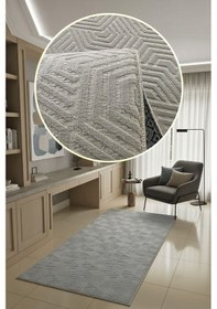 Resim Lüle Halı Delüx Kaymaz Taban Halı Yolluk Gri Renk, Dlx7045 Gri 