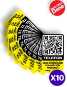 Resim MEO Teknoloji 10lu Paket - Numarasız Numaratör - QR Kodlu Araç Numaratörü - Araç İçi Park Telefon Numarası (Dikey) 