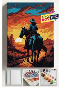Resim Sayılarla Boyama Seti Numaralı Tuval Fırça Boya Dahil Kasnaklı Set 50x70 Cm - Covboy 