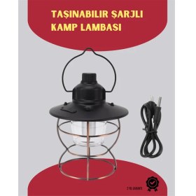 Resim Store Mania USB Şarjlı Retro LED Kamp Feneri – 4 Işık Modu, Su Geçirmez, Taşınabilir (STORE-MANIA-5938) 