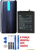 Resim Genos Xiaomi Redmi Note 8 Pro Uyumlu Cam Kapak Batarya Pil Kapağı Siyah + Pil Batarya Bm4j + Montaj Set 