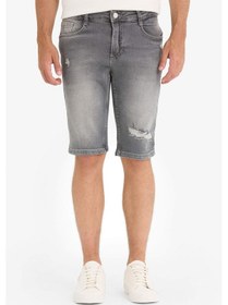 Resim Defacto Slim Fit Dar Kesim Jean Bermuda Şort F4692ax25smnm18 Gri 