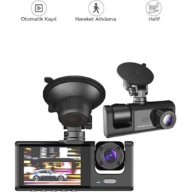 Resim TeknoKapsül Araç Içi 1080P 3 Kameralı LCD Ekranlı Gece Görüşlü , G-Sensör , Geri Görüş Kamera 