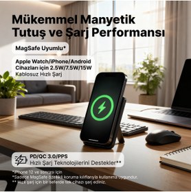 Resim Ttec 2BB239 Recharger M 5.000 mAh Magsafe Uyumlu PD 20W Stantlı Kablosuz Taşınabilir Hızlı Şarj Aleti 