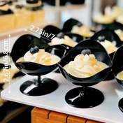 Resim 10 adet Buzlu Dondurma, Mousse, Puding için Yeniden Kullanılabilir Plastik Tatlı Bardakları - Beyaz Kapaklarla Siyah, Kafeler, Doğum Günler, Düğün Tatlı İstasyonları için İdeal, Yeniden Kullanılabilir Tatlı Bardakları 