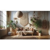 Resim Venspor Bohem Tarzı Makrome Duvar Dekoru ve Bitkilerle Süslenmiş Arkaplan, 200x150cm Stüdyo Fonu 
