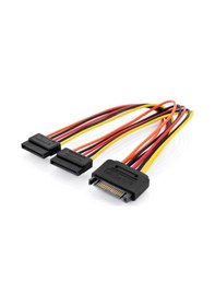 Resim Dahili Y-güç Kaynağı Kablosu, Erkek/dişi/dişi, 0.3 Metre,sata 15-pin - 2 X Sata 15-pin&lt Br&gt Internal Y-power Supply Cable M/f/f, 0.3m, Sata 15-pi 