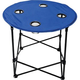 Resim Katlanabilir Yuvarlak Kumaş Kamp Masası 72x72x62 cm Mavi 