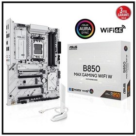 Resim Asus B850 Max Gamıng Wıfı W, 4xddr5, 3x M2, Hdmı, Dp, Type-c, Wi-fi 6e, Bluetooth V5.3, Am5 Soket Ga 