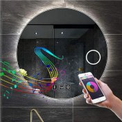 Resim Dnr-MirrorDnr-Mirror 70 cm Bluetoothlu Buğu Yapmayan Dokunmatik Tuşlu Makyaj Aynalı Beyaz Ledli Yuvarlak Banyo Aynası 