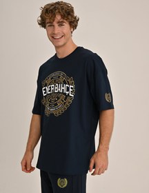 Resim Fenerbahçe Lacivert Kolej Gold Çelenk Erkek Tshirt - Lacivert / XL 