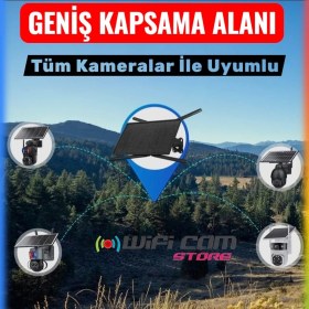 Resim Wificam Sim Kartlı Solar Router 4g Internet ve Geniş Wifi Ağı Çift Solar Panel Yüksek Kalite 