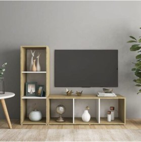 Resim Tdesigno Tdesıgno Onur Kitaplıklı Televizyon Sehpası - Ünitesi -kitaplık-meşe Beyaz 120 Cm 6 Raflı 