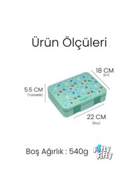 Resim Vagonlife 1300 Ml Tek Kat Sızdırmaz,karışmaz 4 Bölmeli Çocuk Beslenme Kutusu -ffb091-1300 Yeşil 