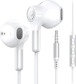 Resim BENEWY 3.5mm Jack Girişli Gürültü Önleyici Mikrofon Ses Ayarı Panelli Stereo HD Mikrofon Yüksek Çözünürlüklü Geniş Uyumluluk Ses Spor İş Kulak İçi Mikrofonlu Kulaklık Siyah 