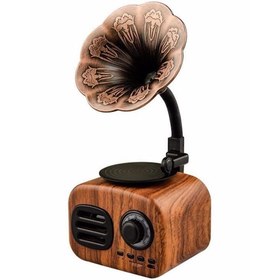 Resim HUAWEİ P9 lite Uyumlu Bluetoothlu Mini Gramofon Bluetooth FM Radyo Hoparlör Kahverengi 