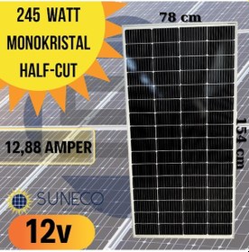 Resim 245w Watt Monokristal Solar Güneş Paneli A Sınıf 205 W Karavan 