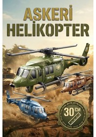 Resim 1:55 Ölçek Askeri Helikopter Oyuncak - Hareketli Pervane 30 Cm Büyük Boy - Sürtmeli Model 
