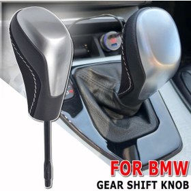 Resim YıldızTuning Bmw E60 Vites Topuzu Alcantara Deri Gümüş OEM 2004-2010 