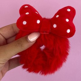 Resim Kırmızı Papyon Peluş Simit Toka 