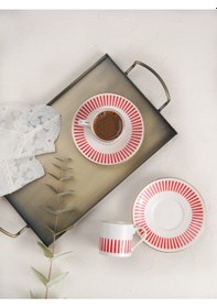 Resim Porser Alya Kırmızı Kahve Fincan Takımı 80cc 2 Kişilik 4 Parça Çok Renkli 