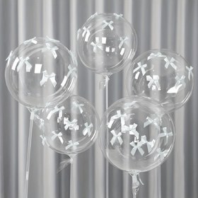 Resim 57 Parça Set Şık Fiyonklu Şeffaf Bobo Topları 50.8cm - Düğünler, Nişanlar, Doğum Günleri ve Okula Dönüş Kutlamaları İçin Uygun, Prenses Temalı, Elektriksiz, Cadılar Bayramı Süslemeleri, Noel Dekorasyonları 
