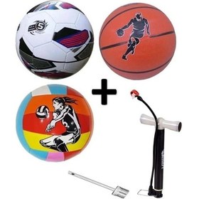 Resim Çocuk Yetişkin Futbol Topu Voleybol Topu Basketbol Topu Seti Pompa Top Iğnesi 