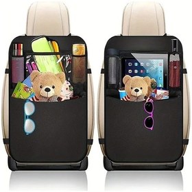 Resim Dashanshop Siyah 2'li Çocuk Koltuğu Organizer Seti, Su Geçirmez Tablet Cepli Araç Arkası Düzenleyici 