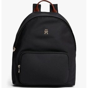 Resim Kadın Popette Dome Monogram Plakalı Sırt Çantası - Siyah-11534 Black 