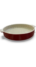 Resim Staub Ithal Sremik Kırmızı Fırın Kabı Yuvarlak 30 cm 