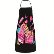 Resim Unisex Pembe Tırnak Sanatı Önlüğü - Şefler, Aşçılar ve Makyaj Sanatçıları için Canlı Manikür Tasarımlı Şık Polyester Mutfak & Pişirme Önlüğü, Makyaj Sanatçısı Ekipmanı | Canlı Önlük | Parlak Bitiş, Tırnak Teknisyeni için Önlük 