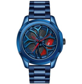 Resim Sones Olevs 9967 Erkek Yıldızlı Gökyüzü Yüzlü Elmas Çerçeveli Kuvars Saat Mavi Çelik Kayış 