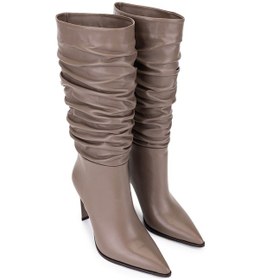 Resim Tamer Tanca Kadın Hakiki Deri Vizon Topuklu Çizme 1078 26140 Bn Czm Sk25-26 Vızon Dr Vizon 