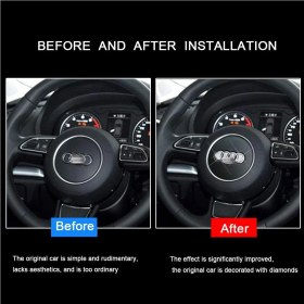 Resim İdeal Aksesuar Audi Taşlı Direksiyon Logosu Kristal Audi Stone Steering Wheel Logo Crystal Arma Iç Logo 4 Parça 