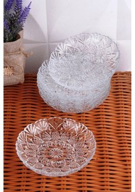 Resim Cam Kristal Çerezlik & Tatlı Tabağı 6 Adet 