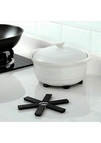 Resim 2 Adet Katlanabilir Siyah Nihale Kaydırmaz Silikon Isıya Dayanıklı Tencere Tava Altlığı Siyah 