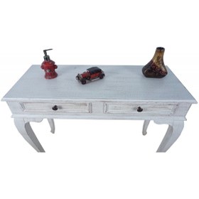 Resim Evim Hizmet Lükens 120 Cm Çekmeceli Beyaz Eskitme Makyaj Masası 