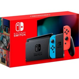 Resim Nintendo Switch Konsol Neon Red Blue Joy / Con - Yeni V2 Model + Super Mario Odyssey Oyunu 