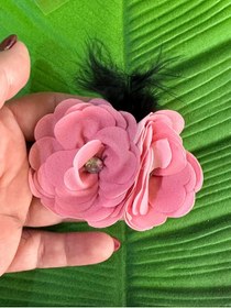 Resim Gönülden Tasarım 6X5 CM PEMBE TAŞLI ÇİFT ÇİÇEKLİ BROIŞ YAKA İĞNESİ TÜRBAN İĞNESİ 