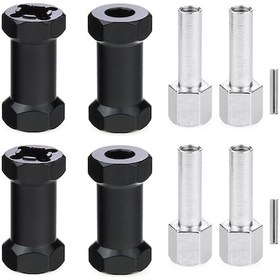 Resim Youtek Alüminyum 25mm Genişletilmiş Birleştici 12mm Dış Çaplı Axial Scx10 D90 90046 Tamiya Mst 1/10 Araçlar İçin Siyah 